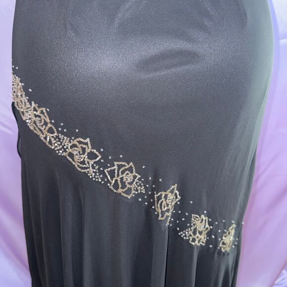 Vintage Alex Evenings Black Beaded Slip Y2K 90’s Dress Sz 8 Asymmetrical - Picture 5 of 15